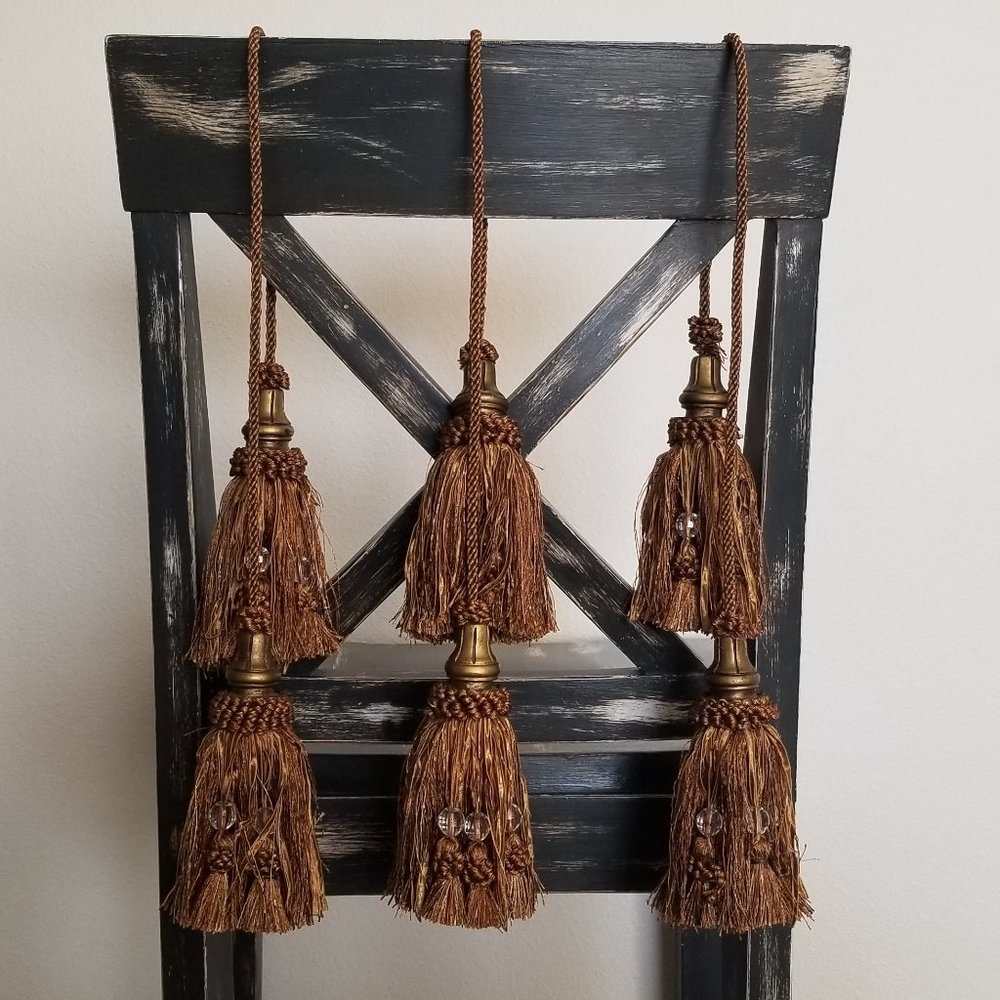 Beautiful Gold & Bronze Curtain and Drapery Tassel Tieback – Set of 3 Tassels